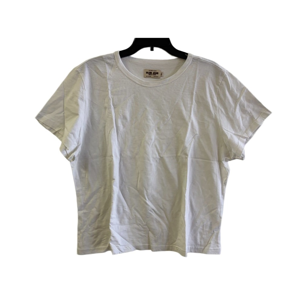 Plain Jane New York The Shortie Sleeve T-Shirt Womens 2XL White Cotton Tee USA